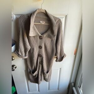 Route 66 Taupe Cardigan with Large Buttons